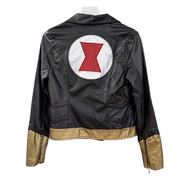 Her Universe Black Widow Women's Moto Jacket Size S-M Gold Cuff - Picture 3 of 8